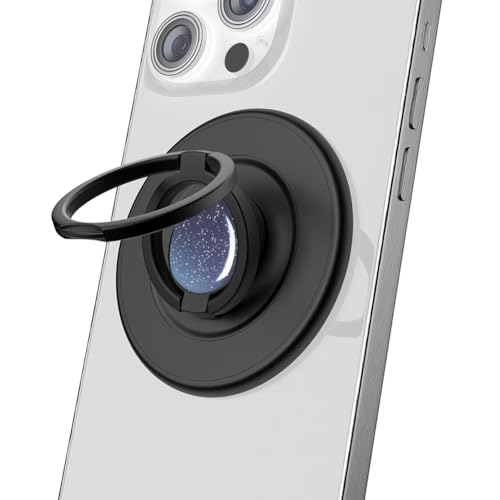 Magnetic Phone Grip Compatible with MagSafe, Magnetic Phone Ring Holder Finger Kickstand Wireless Charging Compatible, Double Cell Phone Rings Gripper Stand for MagSafe iPhone - Sparkle Blue - color: Sparkle Blue