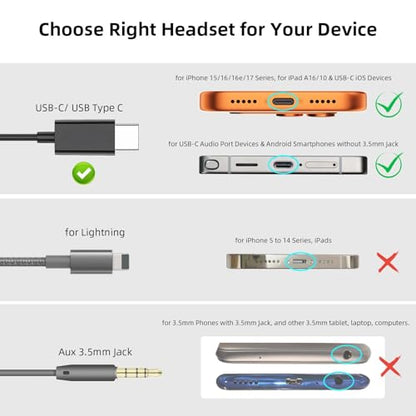 USB C Headphone for Samsung S26 S25 FE S24 A16 A17 Z Wired Earbuds Magnetic - color: Grey