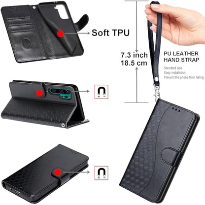 Wallet Case for Samsung Galaxy A54 5G, Black | Women Flip Folio Cover, Embossed PU Leather, Stand, Credit Card Holders Slots, Wrist Strap - color: 3