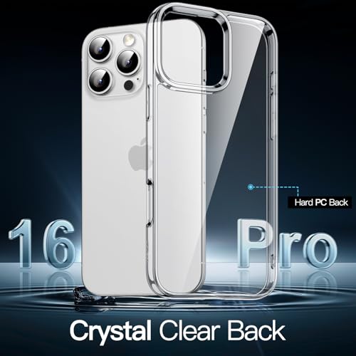 JETech Case for iPhone 16 Pro, Anti-Yellowing, Clear | Shockproof Protection, Scratch Resistant Hard PC Back, Durable Transparent TPU Bumper - color: Clear, size: iPhone 16 Pro