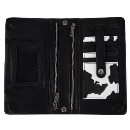 Wrangler Cow Print Womens Wristlet Wallet RFID Blocking Bifold Clutch Credit Card Holder Purse - color: A-cow Black