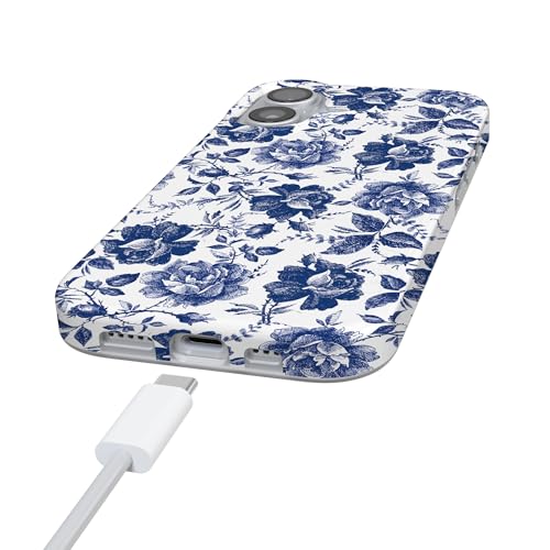 Casely iPhone 17 Case | Rose to Fame | Blue & White Floral | Compatible with MagSafe | Classic Ultra Slim Design - color: Rose to Fame | Blue & White Floral