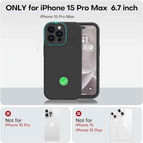 Vooii Compatible with iPhone 15 Pro Max Case, Upgraded Premium Silicone, [Camera Protection] [Soft Anti-Scratch Microfiber Lining] Shockproof Phone Case for iPhone 15 Pro Max 6.7 inch - Black - color: Black, size: iPhone 15 Pro Max