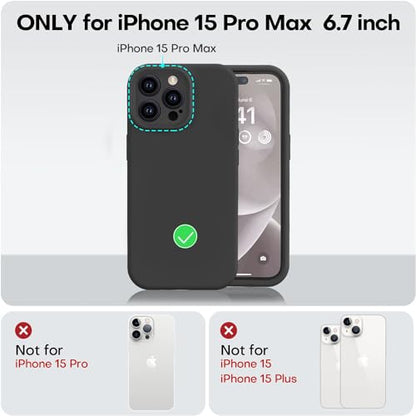 Vooii Compatible with iPhone 15 Pro Max Case, Upgraded Premium Silicone, [Camera Protection] [Soft Anti-Scratch Microfiber Lining] Shockproof Phone Case for iPhone 15 Pro Max 6.7 inch - Black - color: Black, size: iPhone 15 Pro Max