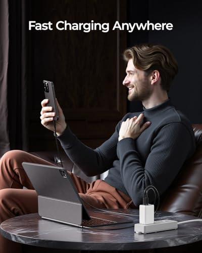 wegear 67W USB C Charger, 3-Port GaN Fast Charging Block with Foldable Plug - color: White