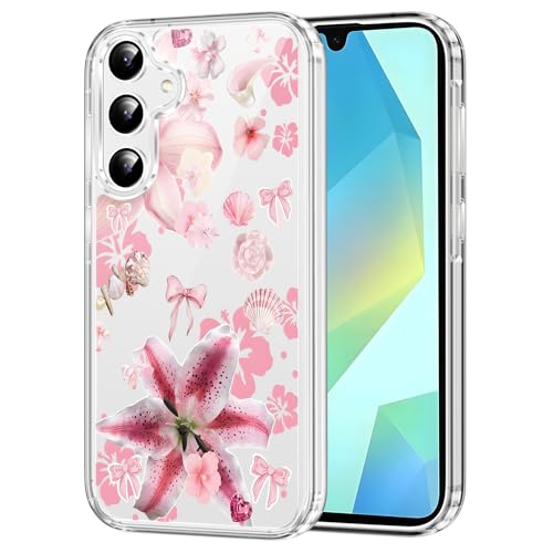 Clear Case for Samsung Galaxy A16 5G 6.7", Aesthetic Cute Floral Bowknot Pattern Printed, Trendy Seashells Flower Design Women Girly,Soft TPU Shockproof Transparent Cover for Samsung A16 5G - color: Bowknot, size: Samsung Galaxy A16 5G