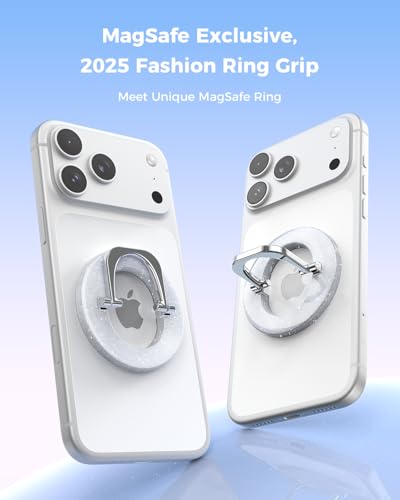 SUPERONE for MagSafe Phone Grip, Adjustable Magnetic Phone Ring Holder - color: 1 Pc Glitter Silver