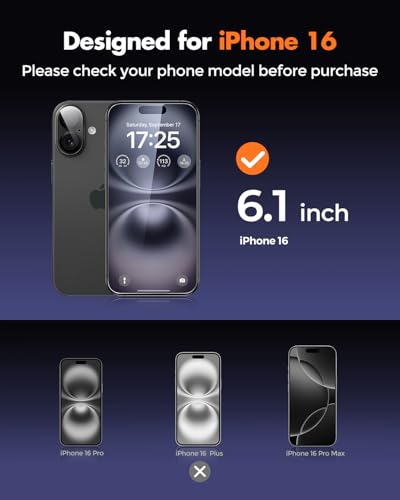 UNBREAKcable iPhone 16 Screen Protector & Camera Lens Protector - size: iPhone 16