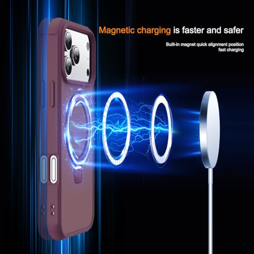 SKYLMW Compatible with iPhone 17 Pro Case with Stand,Wine Red - color: Wine Red, size: iPhone 17 Pro