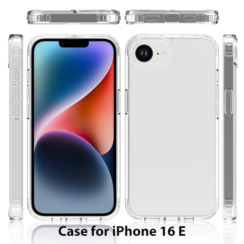 for iPhone 16e Case Crystal Clear Slim Hard Case Hybrid Shockproof Bumper with Tempered Glass Screen Protector Full Body Anti-Yellow Anti-Scratch Phone Protective Cover - color: iPhone 16e