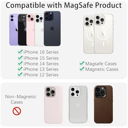 Magnetic Card Holder Phone Wallet, Leather Magnetic Card Holder fo Back of Phone Card Wallet for MagSafe Compatible for iPhone 17/16/15/14/13/12 Series (Checkerboard) - color: Checkerboard