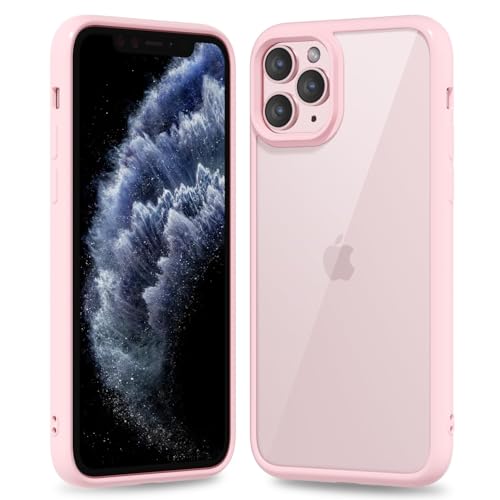 oakxco Thin Slim Clear case for iPhone 11 Pro, Transparent Hybrid Hard Shell Plastic & Soft Silicone Rubber Bumper, Non-Yellow Acrylic Protective Lightweight Cover for Women, Light Pink - color: Light Pink, size: 11 Pro