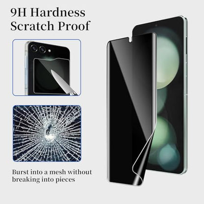 [6 Pack] for Samsung Galaxy Z Flip 6 Privacy Screen Protector, 2 Pack Internal Anti-Spy Film + 2 Pack Outer Privacy Glass Screen Protector + 2 PCS Metal Camera Lens Protector, Anti-Spy, Case Friendly - size: Galaxy Z Flip 6
