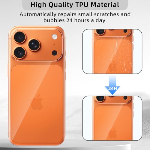 [2+2 Pack Flexible Back Screen Protector + Tempered Glass Camera Lens Protector for iPhone 17 Pro Max, HD Clear Anti Scratch Self-Healing Not Glass Full Wrapped Edge Soft TPU Hydrogel Film