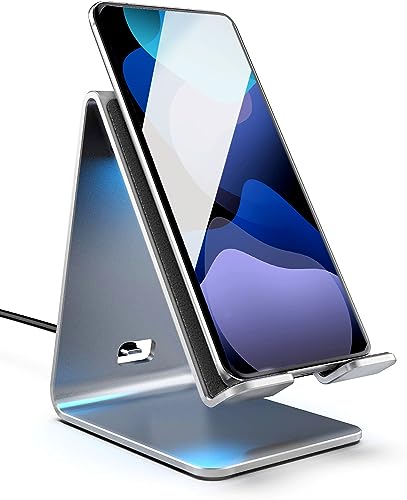 Encased PowerStand Wireless Charging Stand with Dimmable LED Backlights - Desktop Charger for iPhone, Android and Galaxy Phone Models (Aluminum Silver)