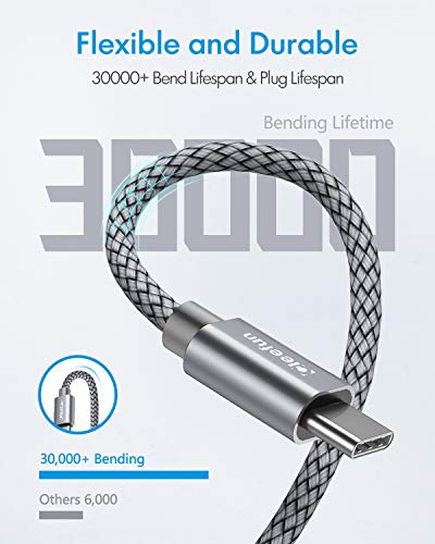 CLEEFUN USB C to USB C Cable 1ft, 5-Pack C to C Cable Fast Charging 60W - color: Grey, size: 1ft+1ft+1ft+1ft+1ft