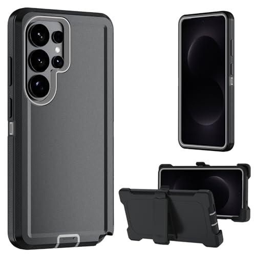 FOR Samsung Galaxy S26 ultra case, S26 ultra Heavy Duty case,with A Tempered Glass Screen Protector, [Military Grade Protective ] [Shockproof] [Dropproof] [Dust-Proof] (with Belt Clip，Back/Gray) - color: with Belt Clip，Back/Gray