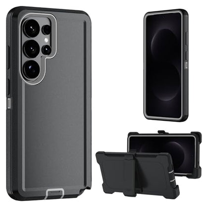 FOR Samsung Galaxy S26 ultra case, S26 ultra Heavy Duty case,with A Tempered Glass Screen Protector, [Military Grade Protective ] [Shockproof] [Dropproof] [Dust-Proof] (with Belt Clip，Back/Gray) - color: with Belt Clip，Back/Gray