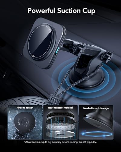 ESR for 15W MagSafe Car Mount Charger for iPhone Duo/18 Pro/17-12, S26/S25