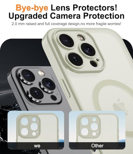 Magnetic Case for iPhone 16 Pro Case with Screen Protector+Wrist Strap | Compatible with MagSafe,Full Camera Protection,Slim Translucent Matte Phone Cover,White - color: White