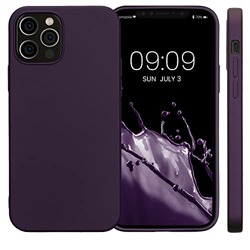 kwmobile Case Compatible with Apple iPhone 12 / iPhone 12 Pro Case - Soft Slim Metallic TPU Silicone Cover - Metallic Berry - color: metallic berry