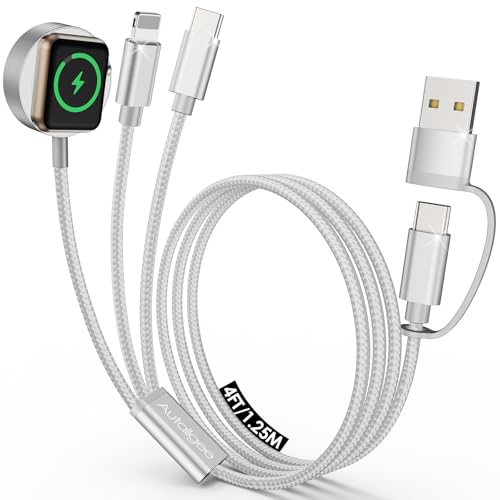 Travel Essentials,Multi Charging Cable for Apple Watch iPhone Charger White - color: White, size: 1Pack-4FT
