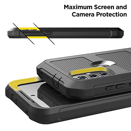 Encased Falcon Armor for Moto G Power 2022 Case with Belt Clip Holster and Built-in Screen Protector (Black) - size: 2022