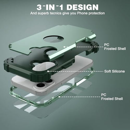 IDweel for iPhone 17 Case with Screen Protector for Men, 3 in 1 Shockproof Slim Fit Hybrid Heavy Duty Hard PC Cover Soft Silicone Bumper Full Body Anti-Fingerprint Case, Mint Green - color: Mint Green