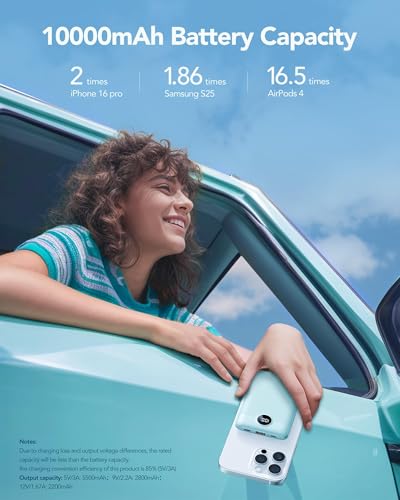 Mini Portable Charger with Built-in Cables 20W Fast Charging Power Bank USB-C Small Battery Pack 10000mAh Travel Essential Slim Battery for iPhone 17/16/15/14, Samsung 25/24, and More - color: Blue