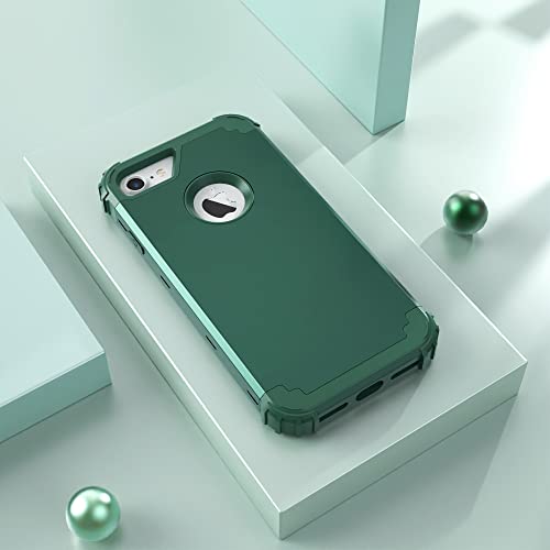 IDweel for iPhone 8 Case,for iPhone 7 Case with Screen Protector,3 in 1 Shockproof Hybrid Heavy Duty Hard PC Cover Soft Silicone Sturdy Bumper Full Body Sturdy Case,Graphite Green/Dark Green - color: Graphite Green/Dark Green