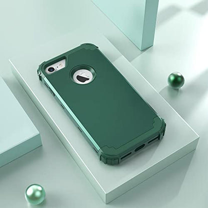IDweel for iPhone 8 Case,for iPhone 7 Case with Screen Protector,3 in 1 Shockproof Hybrid Heavy Duty Hard PC Cover Soft Silicone Sturdy Bumper Full Body Sturdy Case,Graphite Green/Dark Green - color: Graphite Green/Dark Green