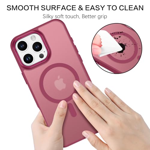 BENTOBEN Magnetic for iPhone 16 Pro Max Case,(Compatible with MagSafe) (Military Grade Drop Protection) Slim Translucent Matte Shockproof with Anti-Fingerprint Phone Case 6.9",Wine Red - color: Wine Red