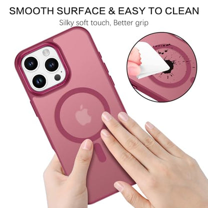 BENTOBEN Magnetic for iPhone 16 Pro Max Case,(Compatible with MagSafe) (Military Grade Drop Protection) Slim Translucent Matte Shockproof with Anti-Fingerprint Phone Case 6.9",Wine Red - color: Wine Red