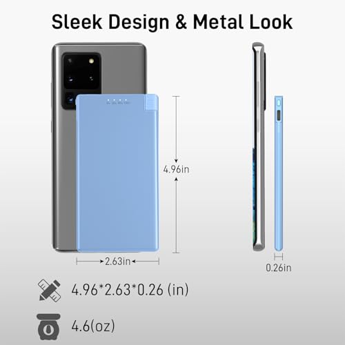 Auskang Portable Charger for iPhone with Built in Lightning Cable- 5000mAh Slim Power Bank Compatible with iPhone 14/13/12/11/X/8/7 Series (Not for iPhone 15 Series)- Thin Battery Pack for Travel