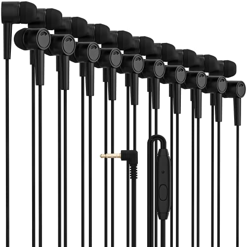 Maeline Bulk Earbuds with Microphone 200 Pack, Classroom Headphones for Students, 3.5mm Wired Earphones for School, Kids, Library, Testing, Chromebook, Laptop, iPad, Android - color: Black, size: 200 Pack