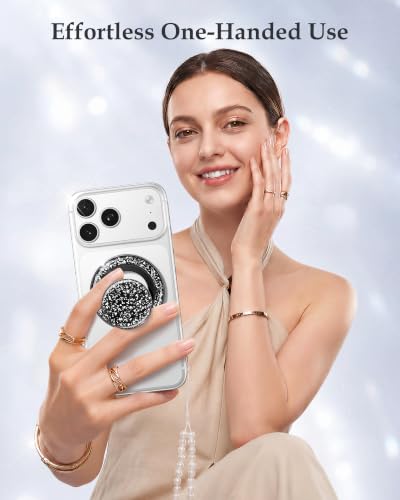 SYNCWIRE for MagSafe Phone Grip, Sparkly Magnetic Phone Ring Holder - color: Glitter Black
