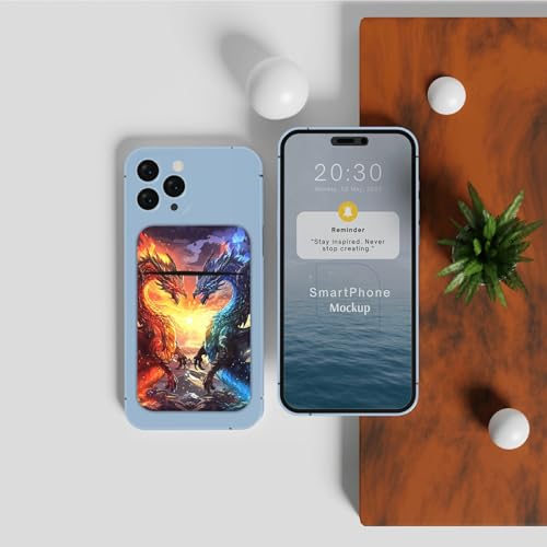 Phone Credit Card Holder Stick on, Phone Case Wallet, Cell Phone Pocket Self Adhesive Stretchy Lycra Stick on Wallet ID Credit Card Case Pouch Sleeve for All Smartphones, Blue Red Dragon - color: Phone Case Wallet-603