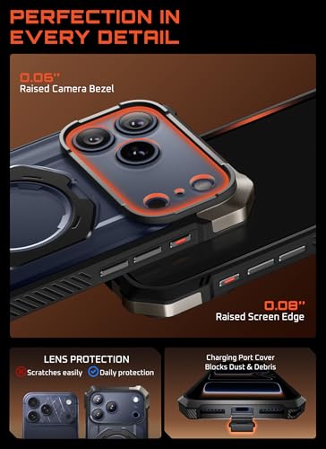 SUPCASE for iPhone 17 Pro Max Case with Built-in Kickstand, Black | Camera Control Cover, Compatible with MagSafe, Anti-Slip Grip, Military-Grade Protection, Rugged Magnetic Phone Case, UB Grip - color: Black, size: iPhone 17 Pro Max