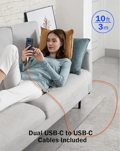 [Apple MFi Certified] 40W GaN III USB C Charger with 10FT Cable for iPhone - color: Orange