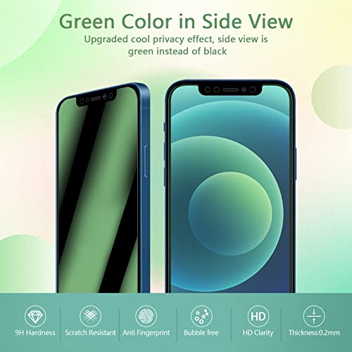 [3 Pack] for iPhone 12/12 Pro Green Privacy Screen Protector - size: iPhone 12/12 Pro