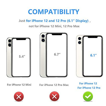 ONETOP for iPhone 12 & iPhone 12 Pro Wallet Case with Card Holder,Blue | Kickstand,ID/Cash Holder,Case Wallet with Card Slots,Double Magnetic Clasp,Durable PU Leather Shockproof Cover for Women Men - color: Blue