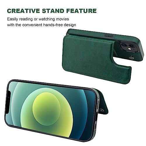 ONETOP for iPhone 12 Mini Wallet Case with Card Holder,Green - color: Green
