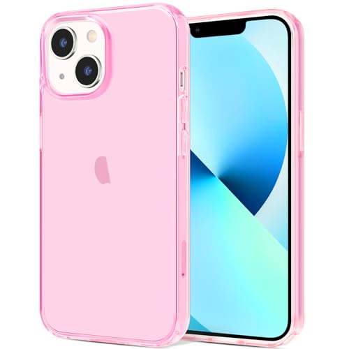 JJGoo Compatible with iPhone 13 Case, Clear Pink Soft Shockproof Protective Slim Thin Phone Bumper Cover for iPhone 13-6.1 inch 2021 - color: Pink