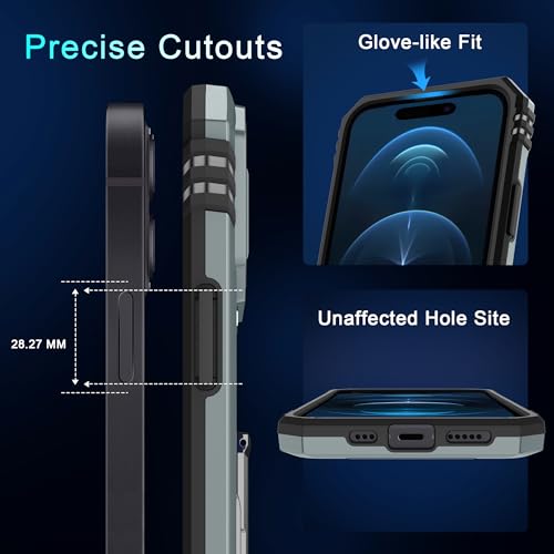 DEERLAMN Case for iPhone 15 with Slide Camera Cover + Screen Protector (2 Packs), Rotated Ring Kickstand Military Grade Shockproof Protective Cover-Grey - color: Grey