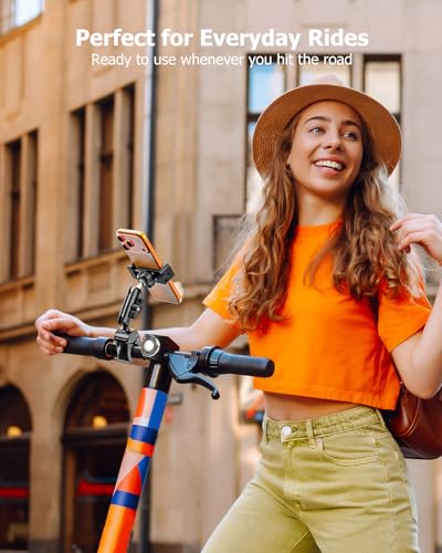 Scooter Phone Holder Metal - [Stable & Won't Fall Off] Ebike Accessories, Electric Scooter Boat Moto Bike Clamp Handlebar Mount with Aluminum Arm for 4-7" Phones, iPhone 17 16 Pro Max, Pixel etc