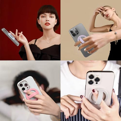 Magnetic Silicone Phone Grip,Comfy Finger Loop Grip Phone Holder,Strong Grip,Comfortable,Easy to Install and Remove,Compatible with Magsafe for iPhone 16/15/14/13/12 Series (Purple) - color: Purple