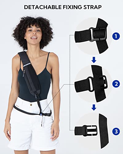 WATERFLY Crossbody Sling Backpack Sling Bag Travel Hiking Chest Bag Daypack | Additional Triangular Strap,Skin-Friendly Shoulder Strap,,Multi-compartment storage,Water-resistant,Breathable back pad - color: Pure Black(other Style)