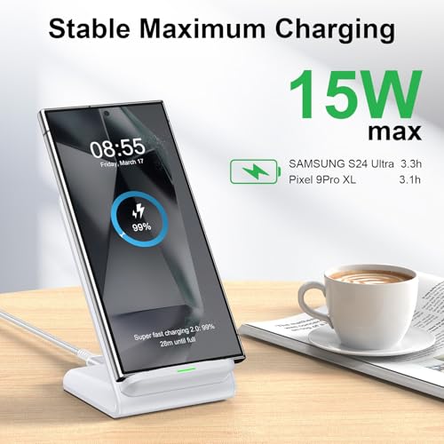 Pixel Wireless Charger Stand Android Fast Charging Pad for Google Pixel 10a - color: White-1