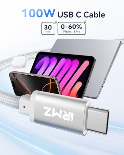 15ft USB C to USB C Cable 100W, Long USBC Charger Cord Fast Charging - size: 15ft