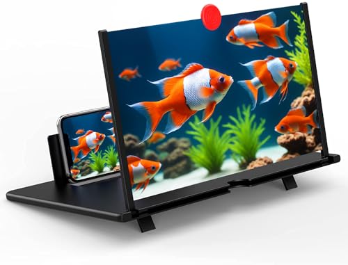 18" Screen Magnifier for Cell Phone – 3D HD Magnifing Screen Enlarger Projector for Movies Videos and Gaming – Foldable Mobile Phone Stand Holder with Screen Amplifier - size: Black-RED-18‘’